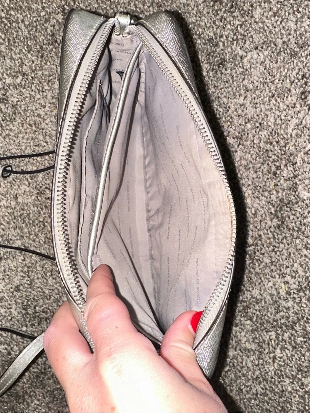 Silver Michael Kors Crossbody Bag